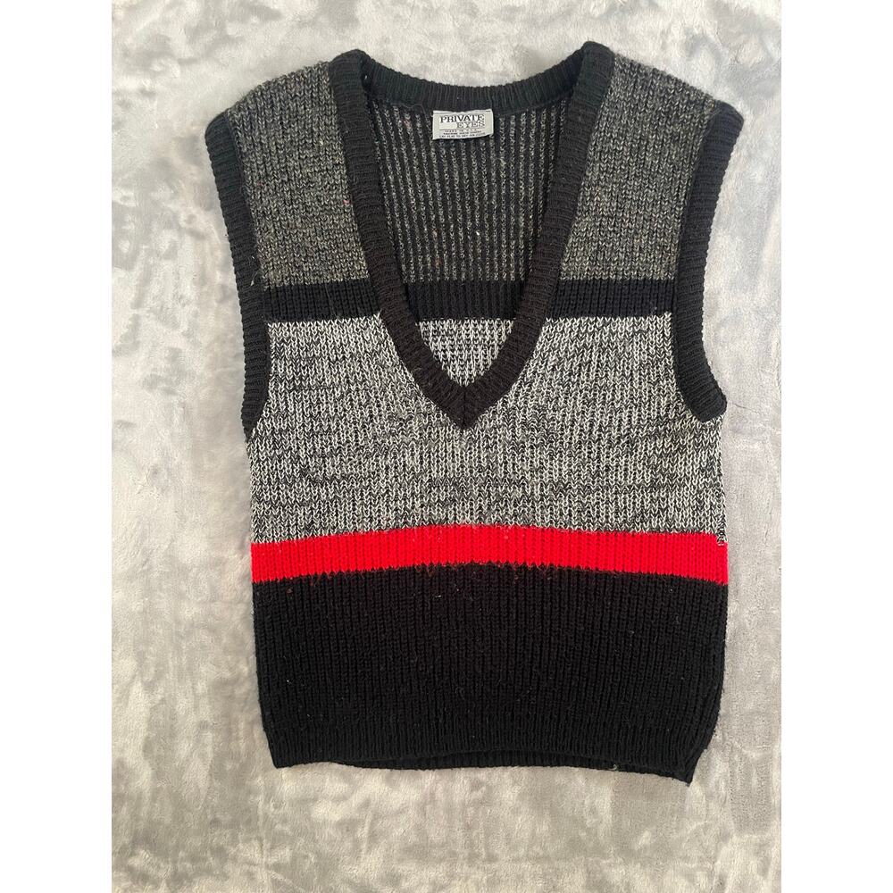 Vintage 80’s striped sweater vest deep V-neck small Menendez colorblock unisex S
